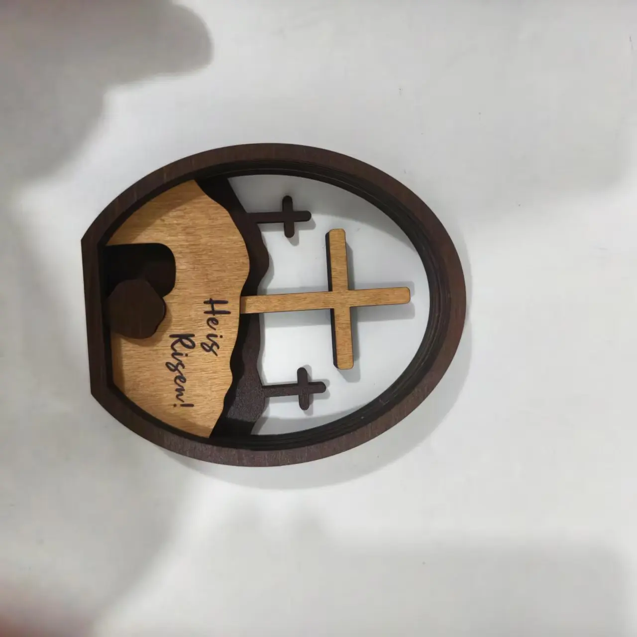 新品Resurrected TOMB他复活了木制十字架分层托盘复活节彩蛋