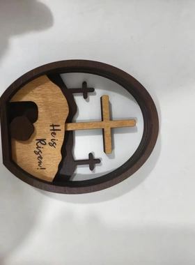 新品Resurrected TOMB他复活了木制十字架分层托盘复活节彩蛋