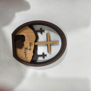 新品Resurrected TOMB他复活了木制十字架分层托盘复活节彩蛋