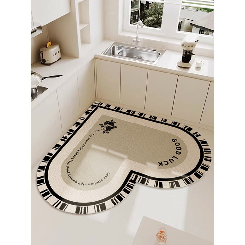 心形厨房地垫可擦免洗pvc防滑防油防水耐脏厨房地毯可裁剪脚垫子