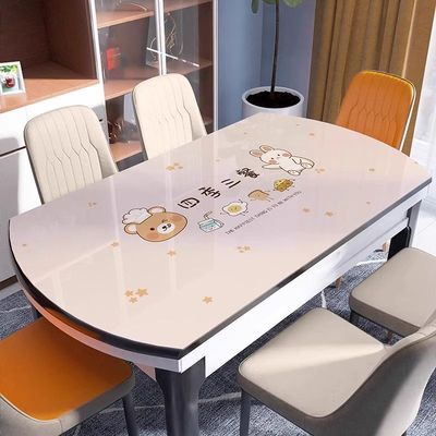 三餐四季椭圆形餐桌垫PVC透明软玻璃防水防油隔热免洗折叠桌布