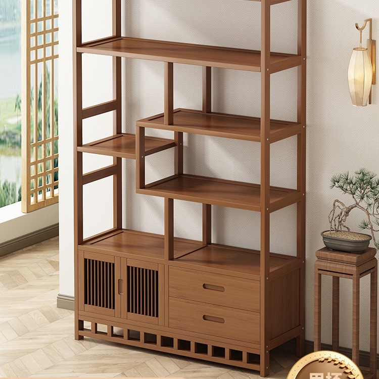 新中式博古架茶架子置物架茶具架茶叶展示柜非实木茶室摆件多宝阁