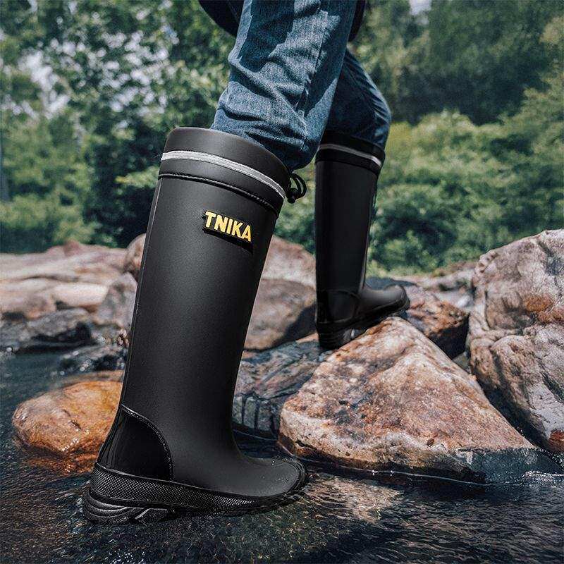 雨鞋男款高筒防水鞋束口雨靴加厚底耐磨胶鞋户外穿防滑钓鱼鞋防蛇