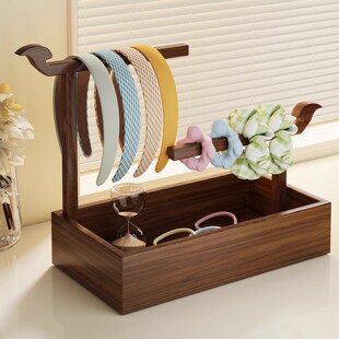 桌面发圈收纳神器实木大肠发箍发饰置物架发夹展示架抓夹饰品架子