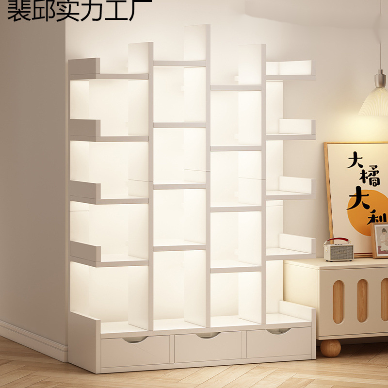 客厅书架落地置物架一体靠墙书柜展示架儿童绘本架移动收纳储物架