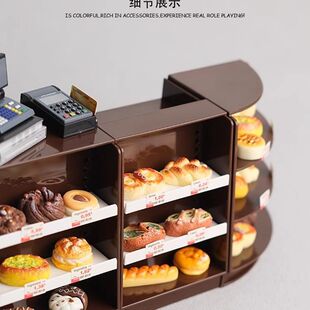仿真迷你收银柜台套装食玩小商品超市货架道具儿童过家家玩具摆件
