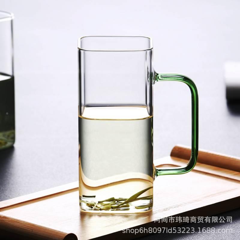 玻璃子方形绿1透8茶杯 耐热家泡用杯明水 无盖单层51908茶杯6杯带 餐饮具 玻璃杯 原图主图