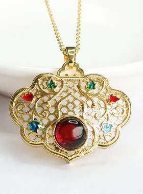 天然琥珀吊坠血珀如意葫芦项链国潮饰品女士款礼品简约个性饰品