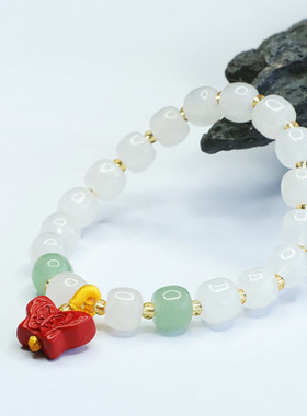 金丝玉手串老型珠蝴蝶手链宫廷风女士款礼品气质文雅大气饰品