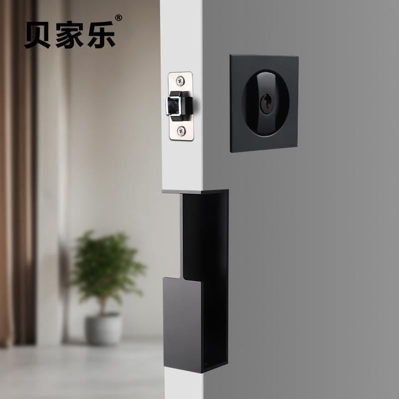 贝家乐口袋门拉手移门方形移门锁隐形推拉门锁带钥匙口袋门专用锁