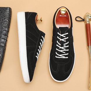 德训鞋 2026春新款 反绒牛皮手工系带英伦复古时尚 男式 橡胶薄底板鞋