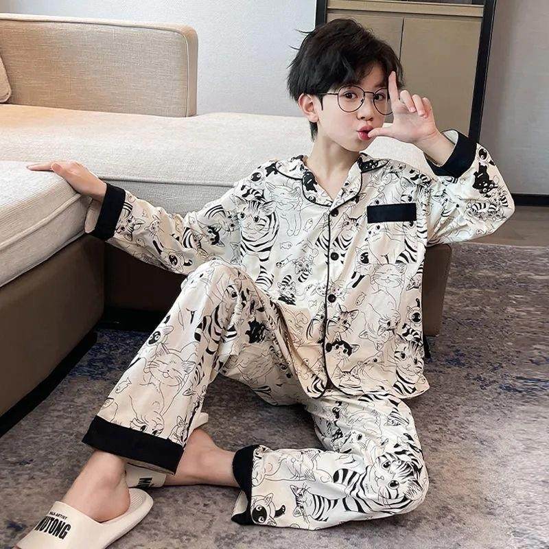 2025春秋男孩睡衣长袖春夏青少年中大儿童空调衬衫棉质男孩家装套,童装/婴儿装/亲子装,家居服套装,淘宝优惠券,粉丝福利购,淘宝优惠卷