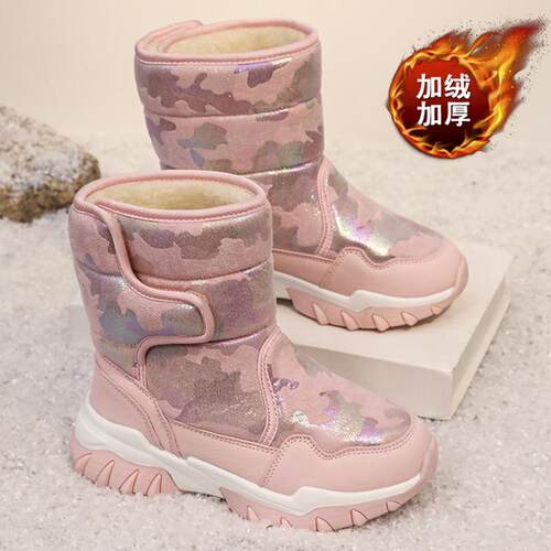 女童雪地靴2025冬季新款儿童加绒加厚保暖棉靴中大童女孩高筒棉鞋
