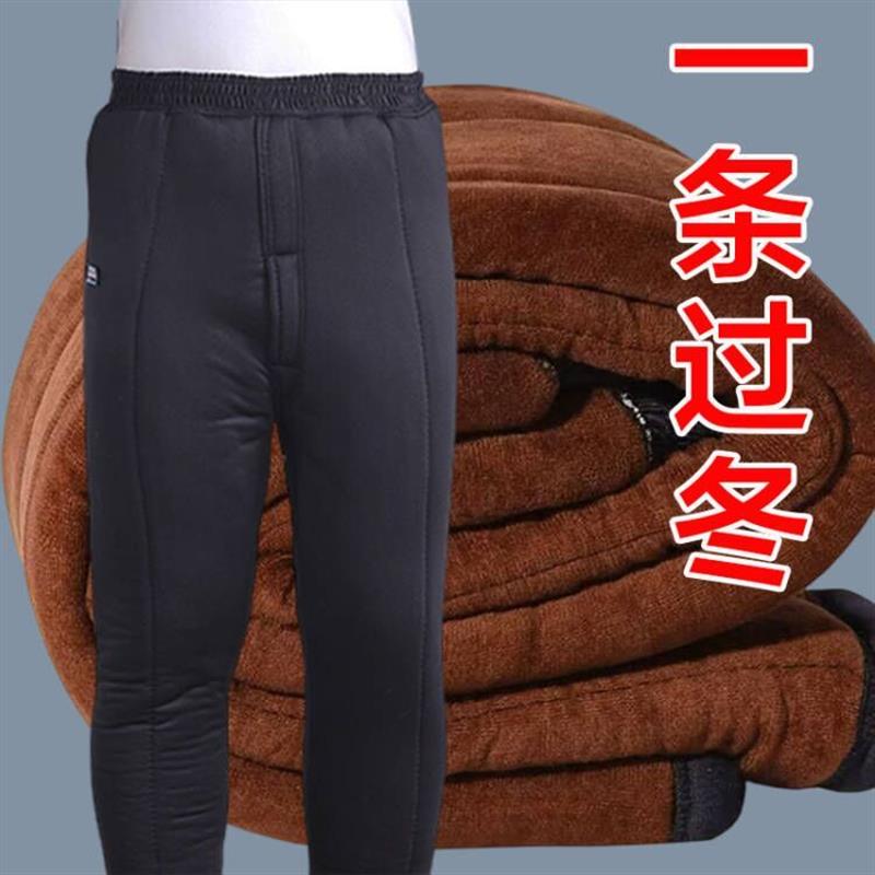 中老年男士棉裤内穿加绒加厚高腰保暖裤冬季驼绒防寒爸爸棉衣棉裤