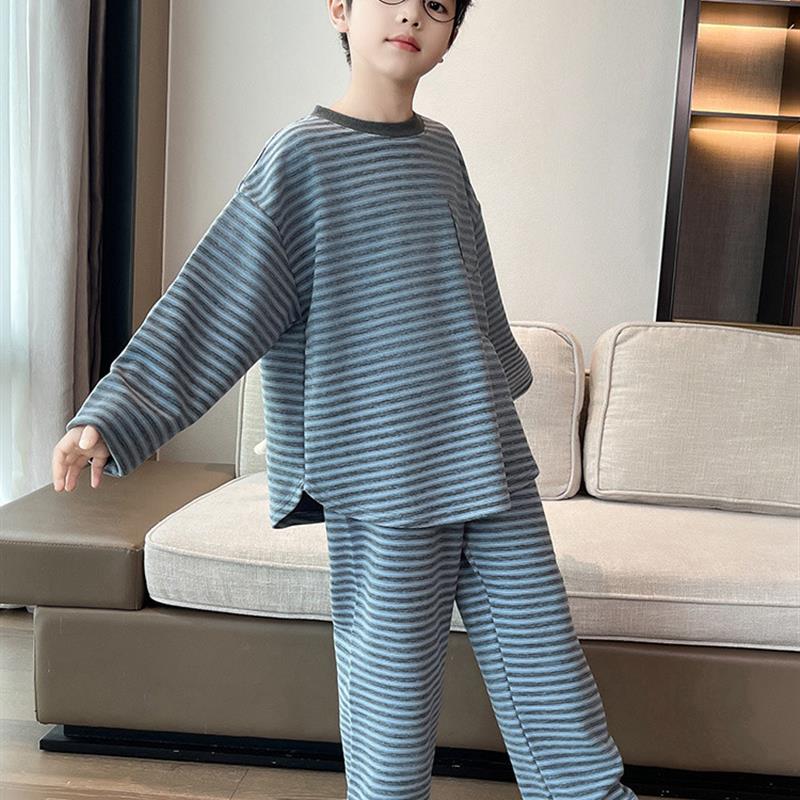 儿童装男童秋装睡衣春秋款2025新款长袖大童秋季青少年家居服男孩