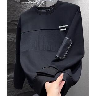 加绒卫衣男款秋冬季韩版休闲帅气男士秋装上衣设计感潮流潮牌男装