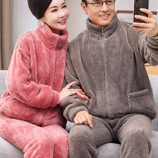 采购产品中年夫妇睡衣冬季珊瑚绒加厚保暖妈妈法兰绒秋冬男女套装