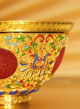 国宝福寿转运金碗故宫金碗礼物乔迁金饭碗送长辈领导高档祝寿礼物
