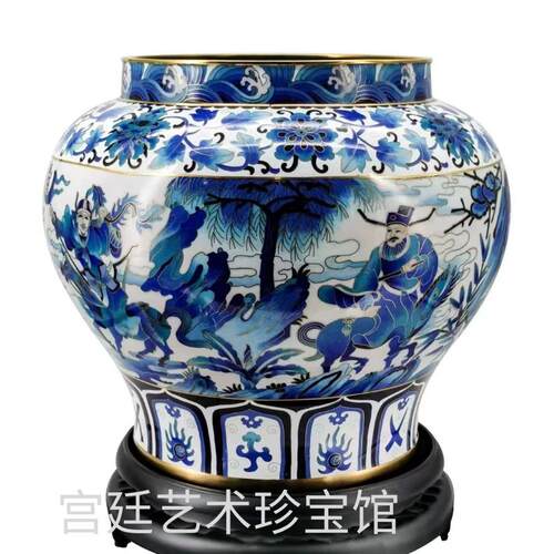 盛世华彩景泰蓝青花蓝双绝四爱图梅瓶 鬼谷子 一对正品VIP特惠价