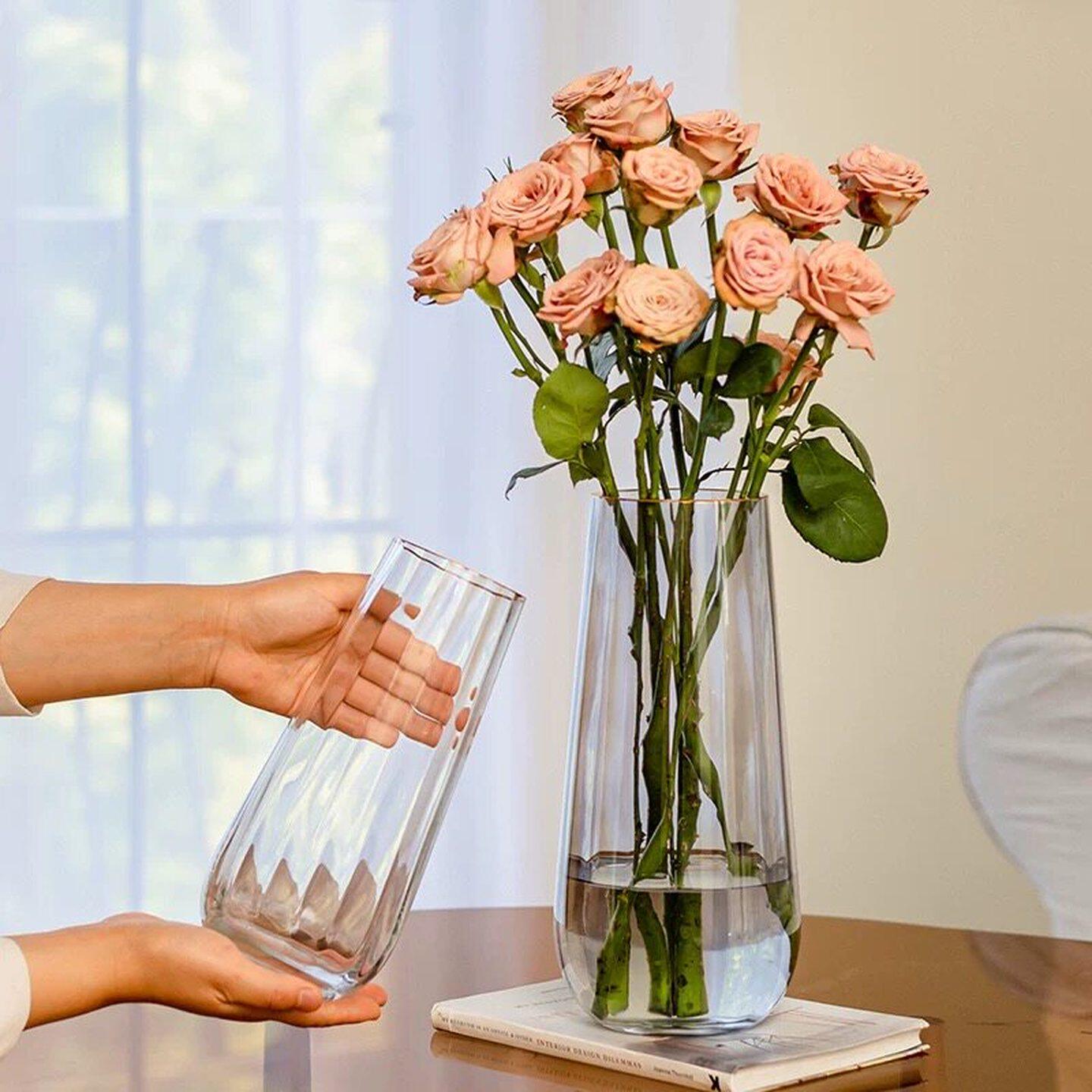 百合花专用花瓶水滴玻璃花瓶高级感水养插花客厅装饰花瓶玫瑰花瓶