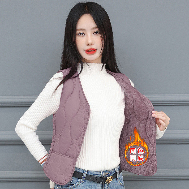 保暖背心女加绒加厚老年人新款冬马甲女加绒马夹短款加绒坎肩