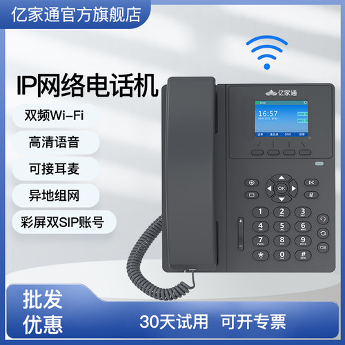百兆彩屏亿家通无线IP电话机