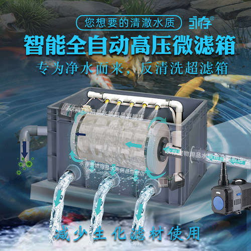 鱼池转鼓微滤机反冲洗净水设备箱