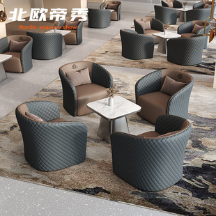 轻奢现代售楼处售楼部谈判一桌4椅小圆桌洽谈桌接待洽谈桌椅组合