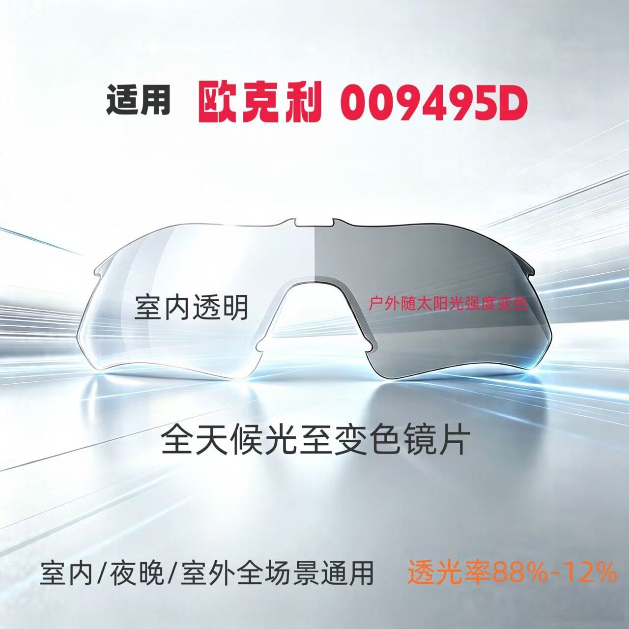 适用欧克利oakley Radar plate oo9495D太阳眼镜偏光变色替换镜片图片