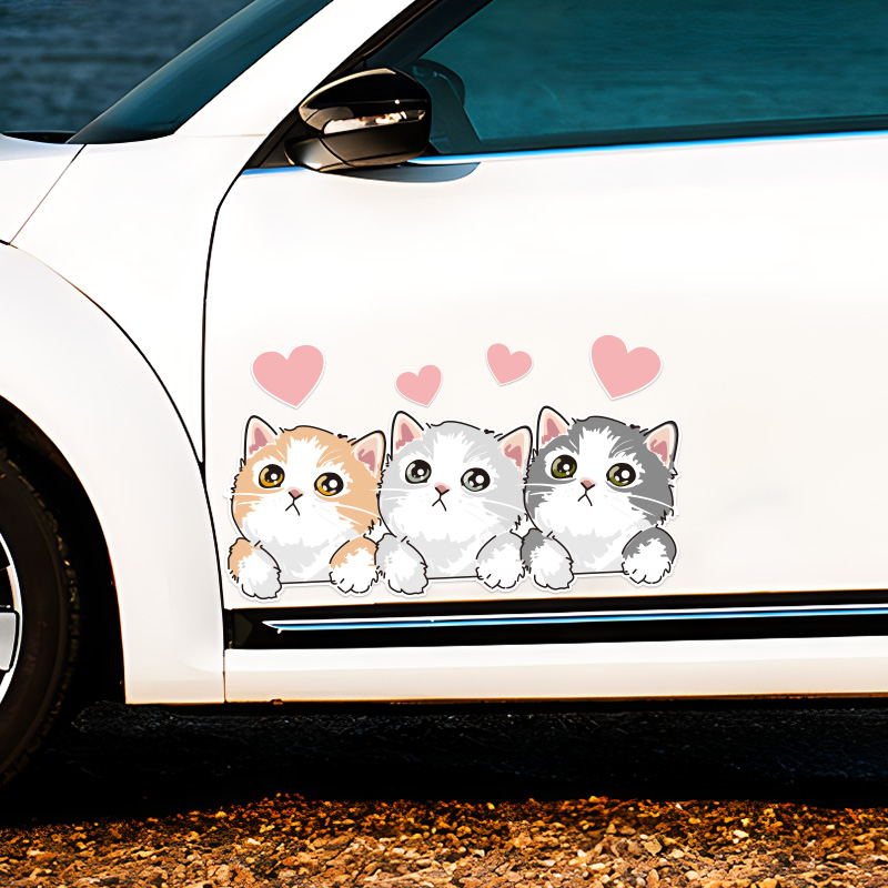 可爱卡通装饰猫咪汽车贴纸创意电动摩托遮挡划痕后窗保险杠遮盖贴