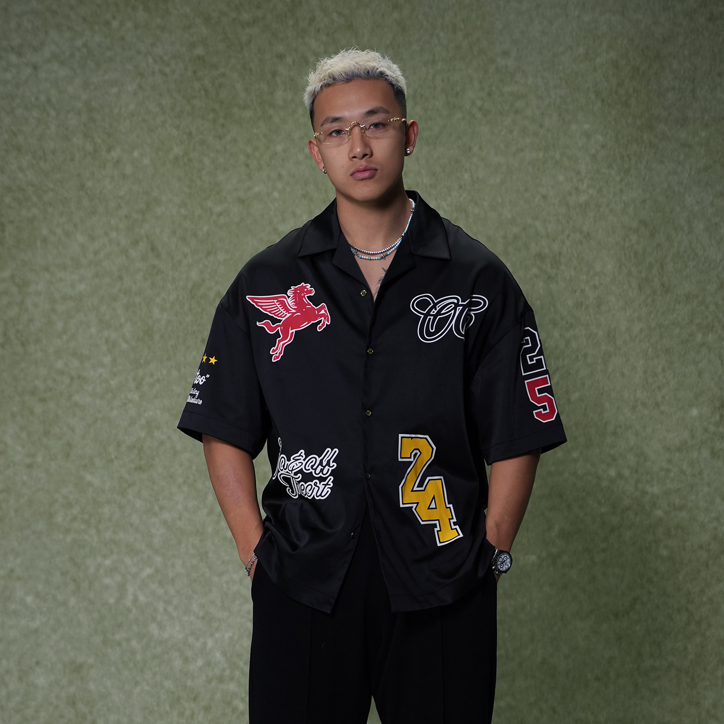 OOTC 古巴领印花衬衫美式复古休闲海滩衬衣男士夏季新款上衣