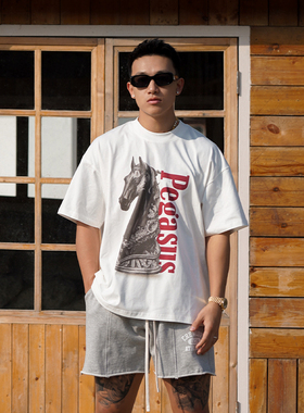 OOTC「佩加索斯」美式街头康利印花索罗娜凉感小领口短袖T恤男女