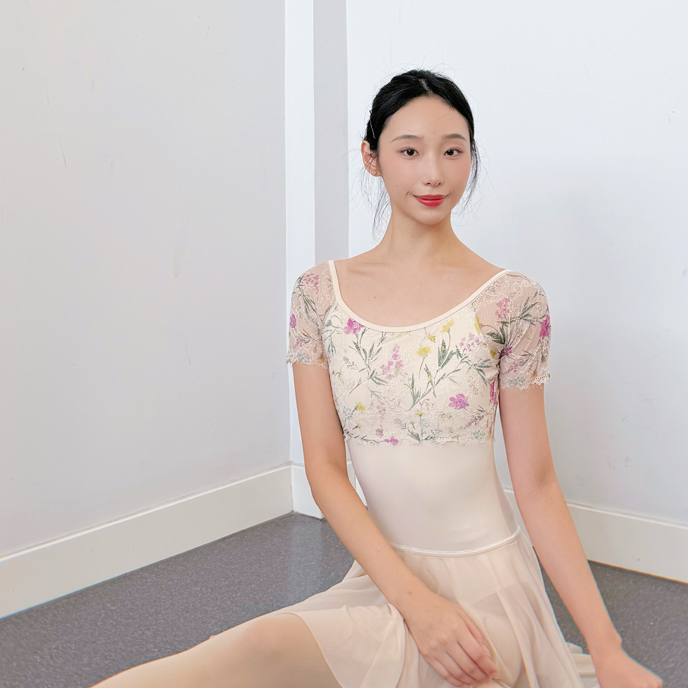 紫花莫奈半袖Only芭蕾舞蹈瑜伽专用练功服体操基训服艺考蕾丝体服