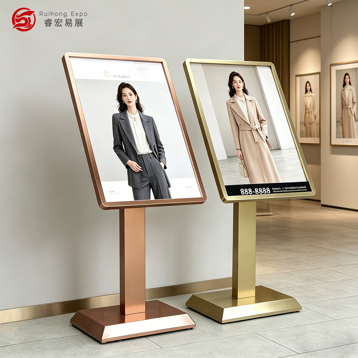 不锈钢广告展示牌高档酒店落地迎宾指示牌导向水牌立式水牌海报架
