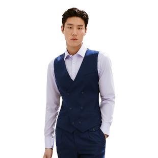 隆庆祥新款男士商务休闲定制西装马甲时尚都市常规双排扣设计V领