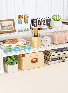 简易书架置物架桌面装饰品摆件收纳架实木办公桌上小型多肉花架子