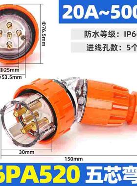 西的丰曼工业防水澳标弯插头座56PA520三相五线20A电压500V新西兰