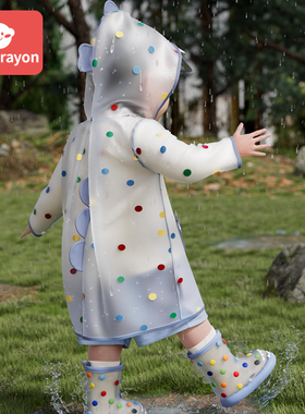 babycrayon彩虹豆儿童雨衣2025新款防水幼儿园男女童雨披宝宝