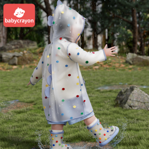 babycrayon彩虹豆儿童雨衣2025新款防水幼儿园男女童雨披宝宝