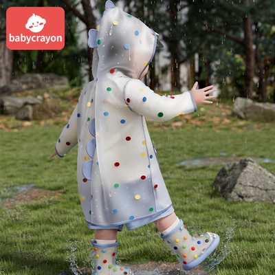 英国babycrayon彩虹豆儿童雨衣2024新款防水幼儿园男女童雨披宝宝