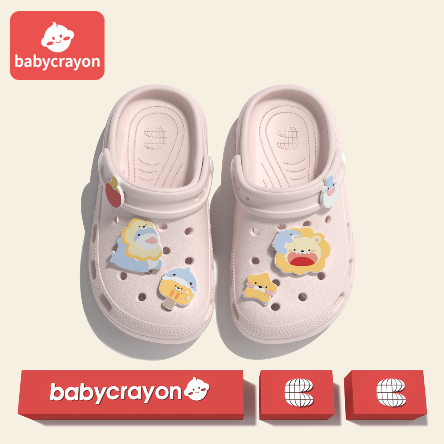 babycrayon儿童拖鞋女童洞洞鞋