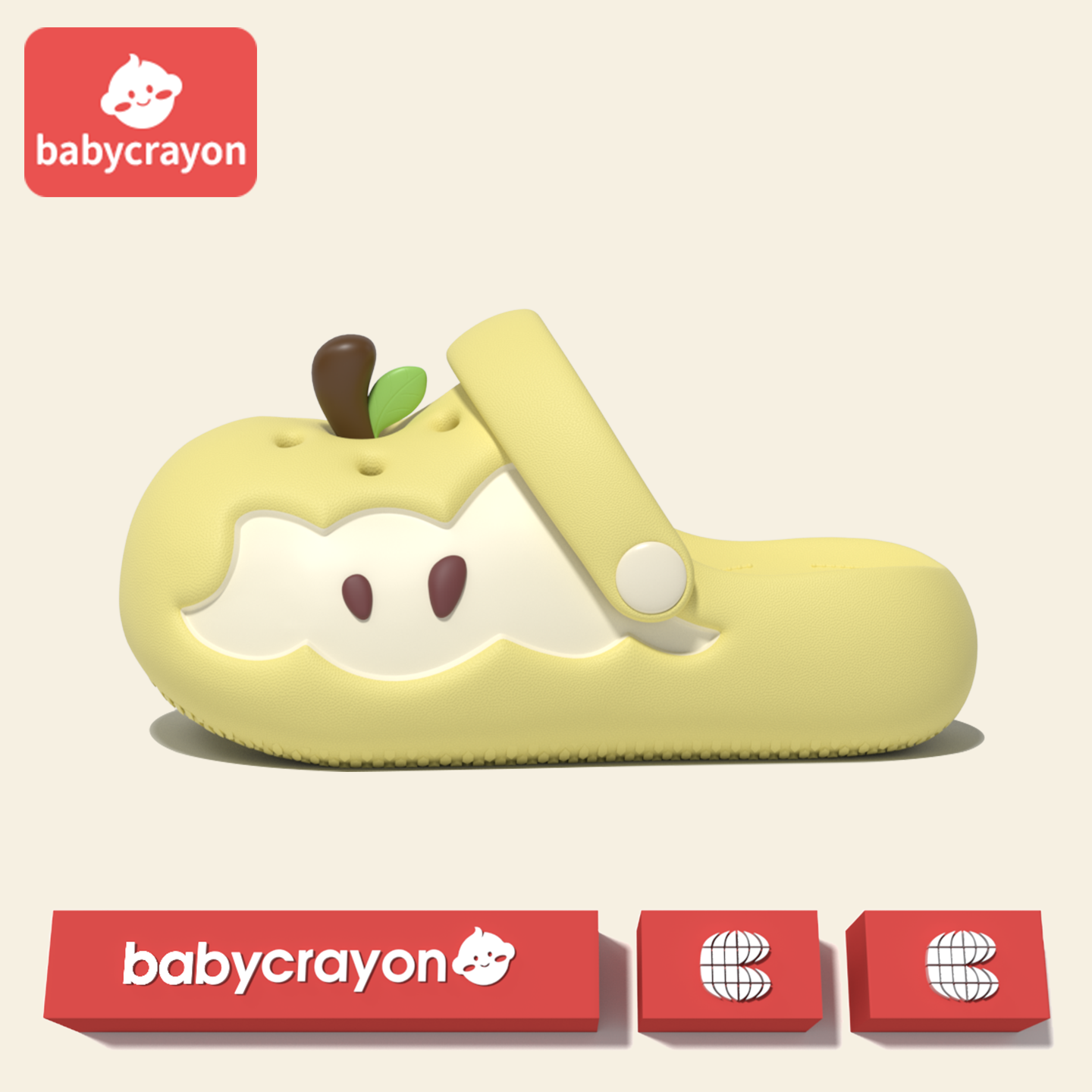 babycrayon儿童拖鞋原创苹果女童2025夏季新款防滑室内居家洞洞鞋