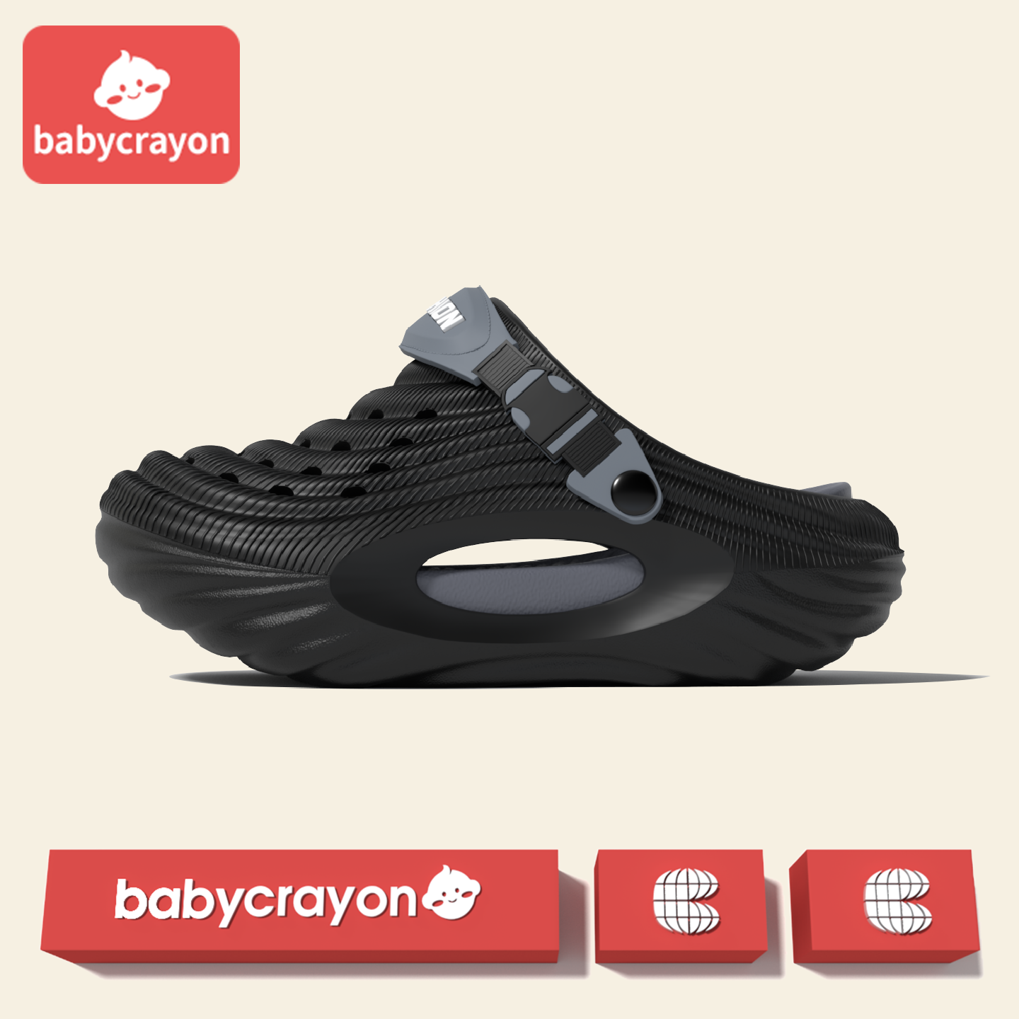 babycrayon儿童洞洞鞋男童夏季潮款防滑室内居家中大童两穿包头拖