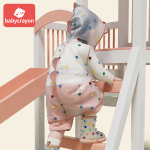 babycrayon彩虹豆雨衣女童防水雨披幼儿园宝宝儿童