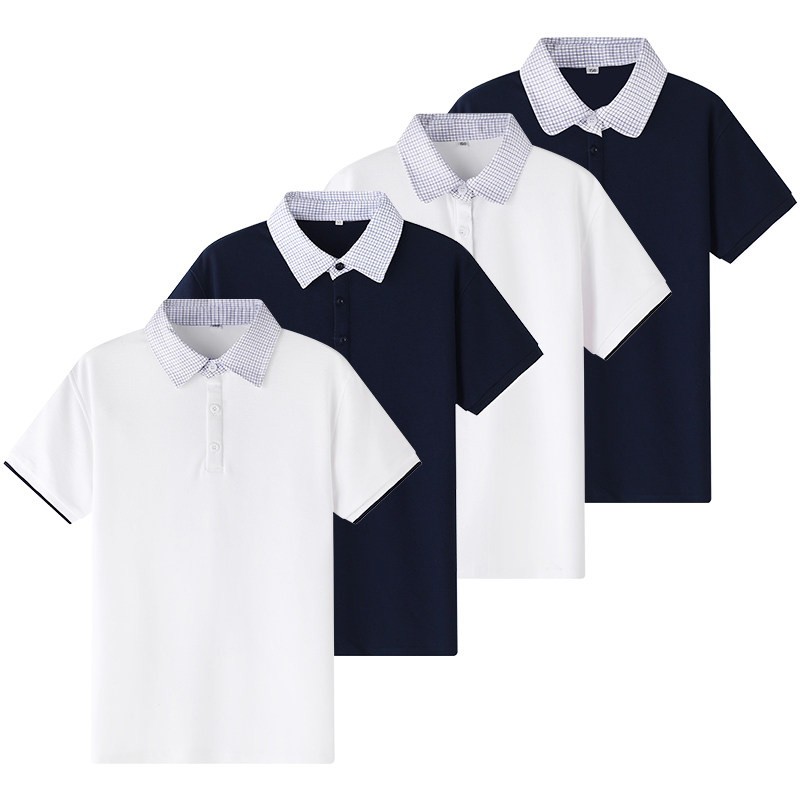 儿童T恤衫男女童衬衫学生装校服男女生白色短袖夏季春秋学院礼服