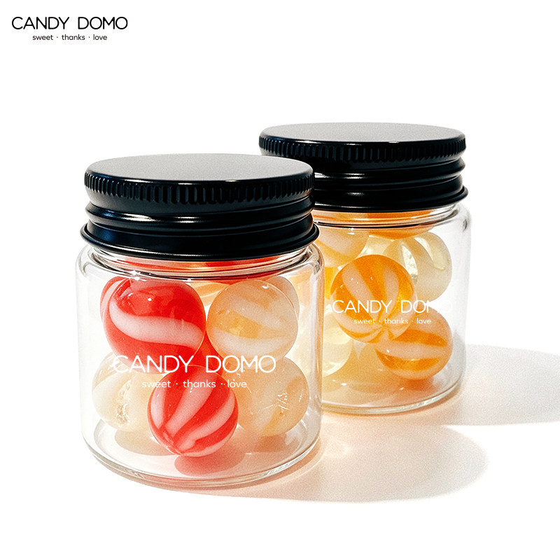 CANDYDOMO手工高颜值玻璃弹珠糖水果味硬糖儿时零食节日礼物