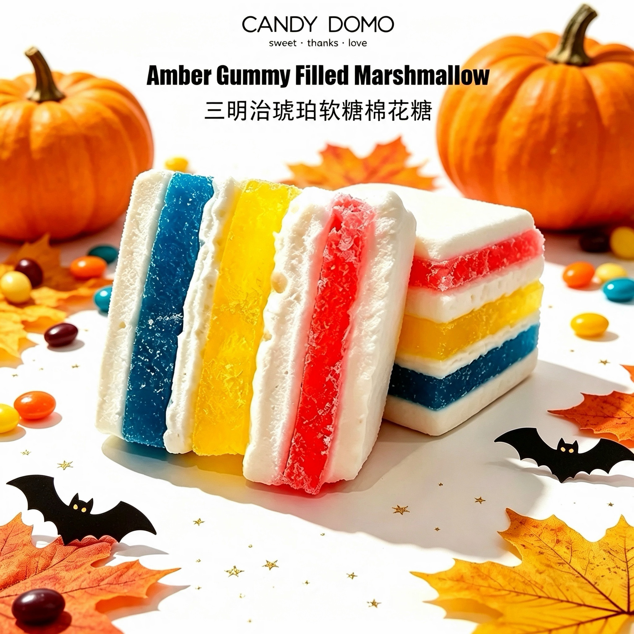 CANDYDOMO高颜值创意三明治琥珀软糖棉花糖儿童水果味生日礼物