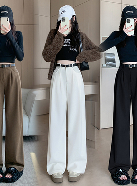 西装裤女秋季2026新款灯芯绒显瘦高腰百搭休闲简约搭配腰带长裤子