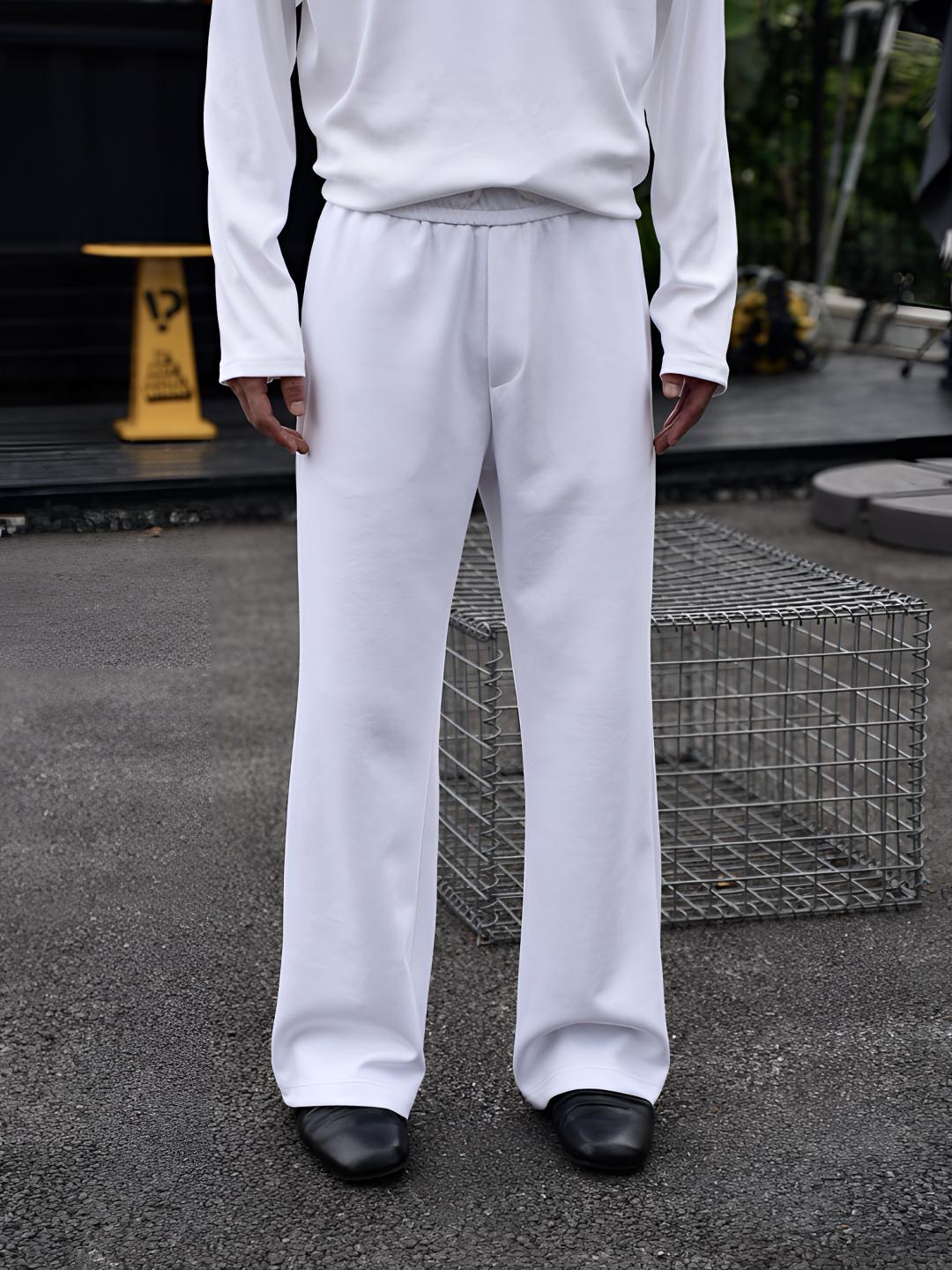 莫代尔软糯丝滑空气层A字卫裤抽绳直筒长裤运动健身宽松卫裤男秋