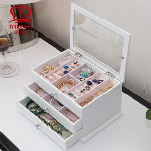 木质收纳盒首饰盒创意饰品珠宝耳饰项链化妆品收纳定制 桌面抽屉式